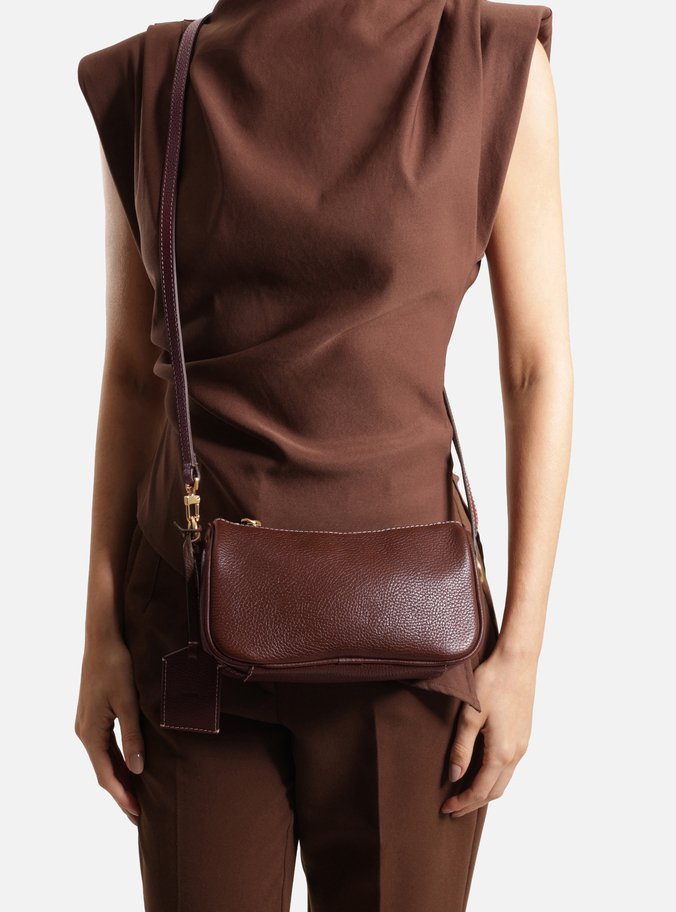 Bolsa Shoulder Vermelha Couro Pequena Metais