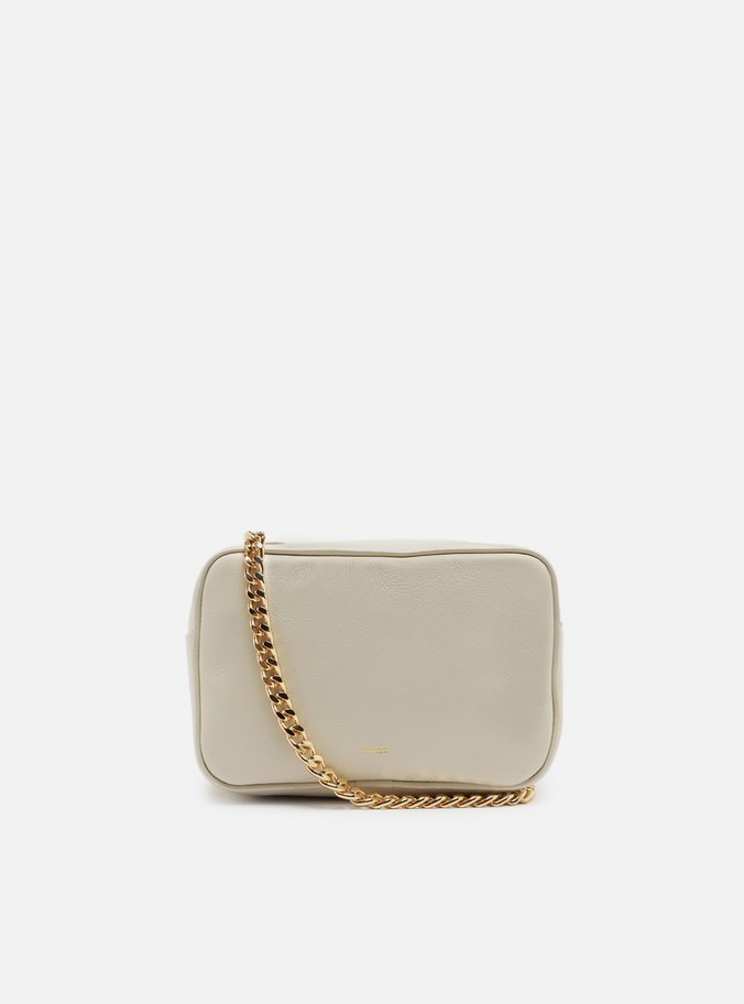 Bolsa Tiracolo Branca Couro Pequena Encaixe Metal