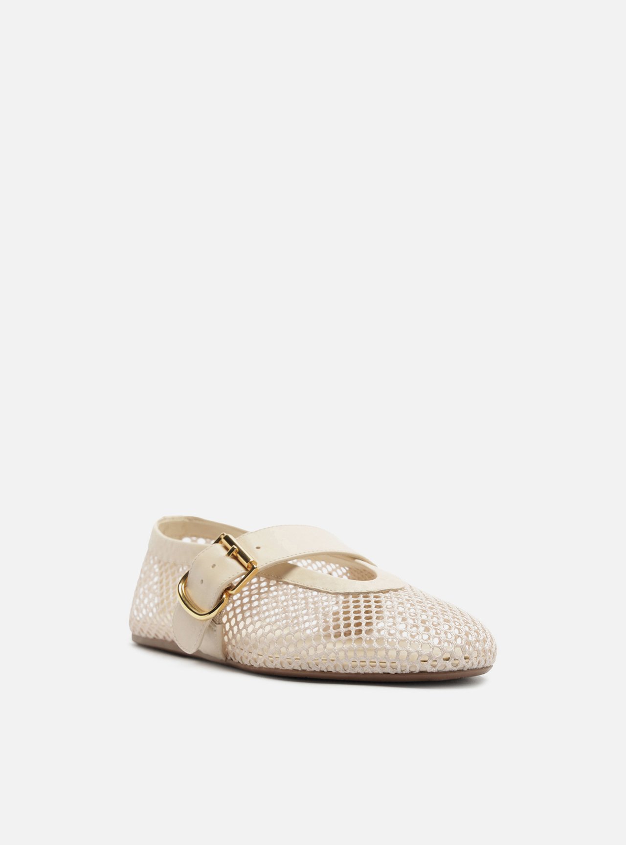 Sapatilha Off White Tela Fivela Dourada — foto 2