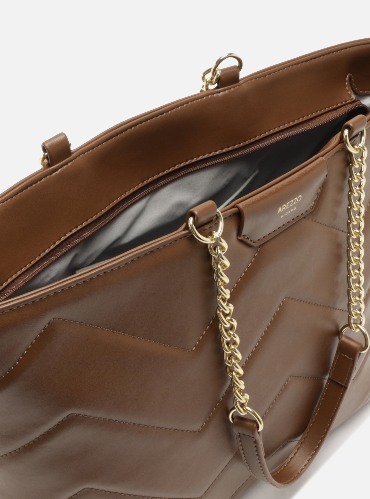 Bolsa Shopping Marrom Grande Matelassê Alça Corrente — foto 4