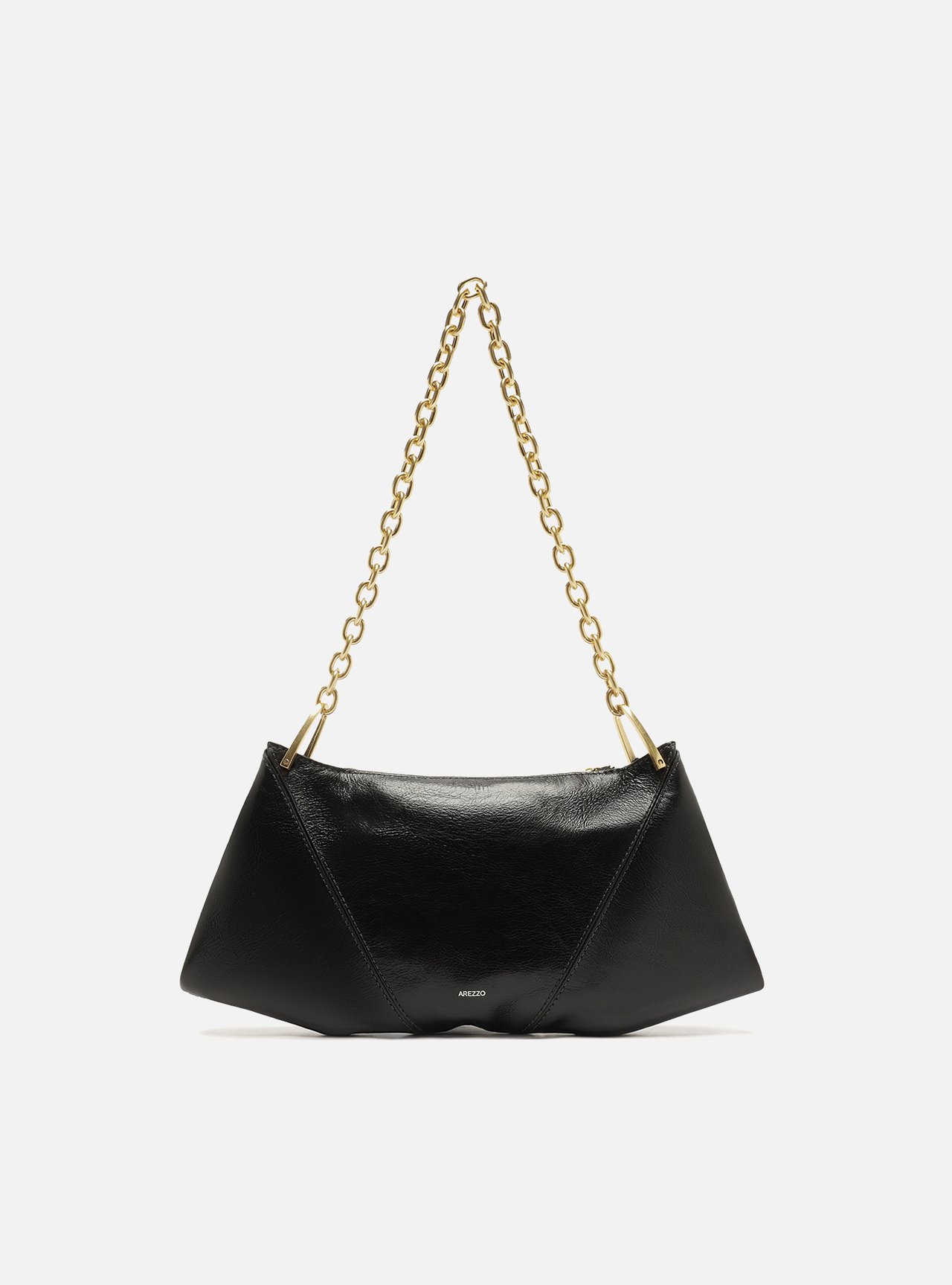 Bolsa Shoulder Preta Couro Média Corrente — foto 3