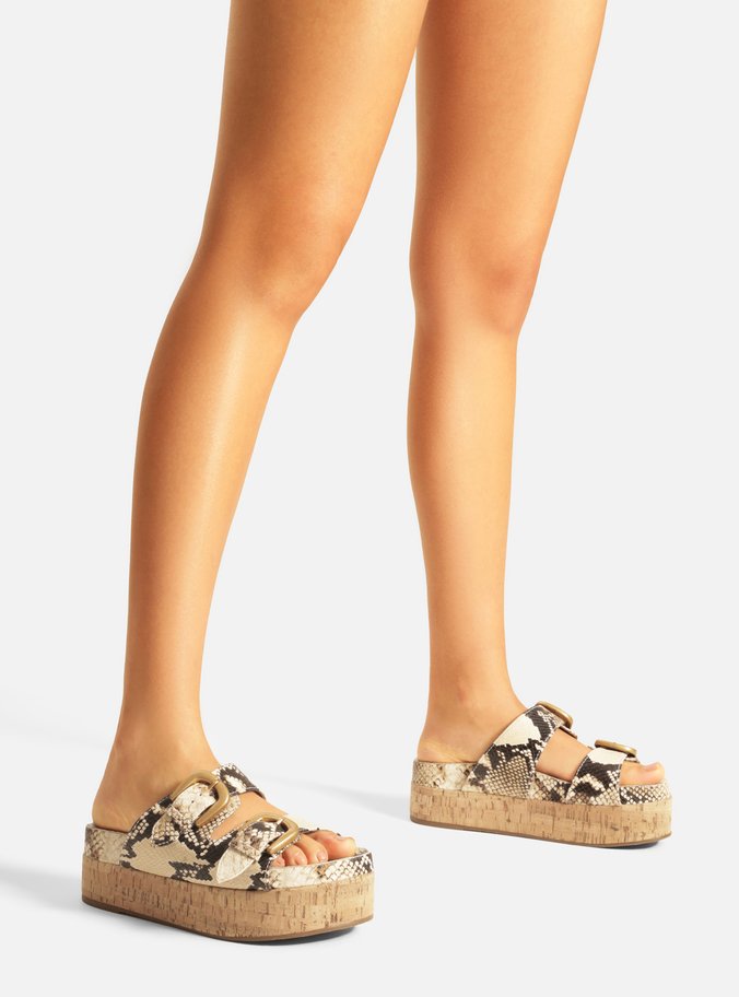 Sandália Snake Flatform Cortiça Fivelas