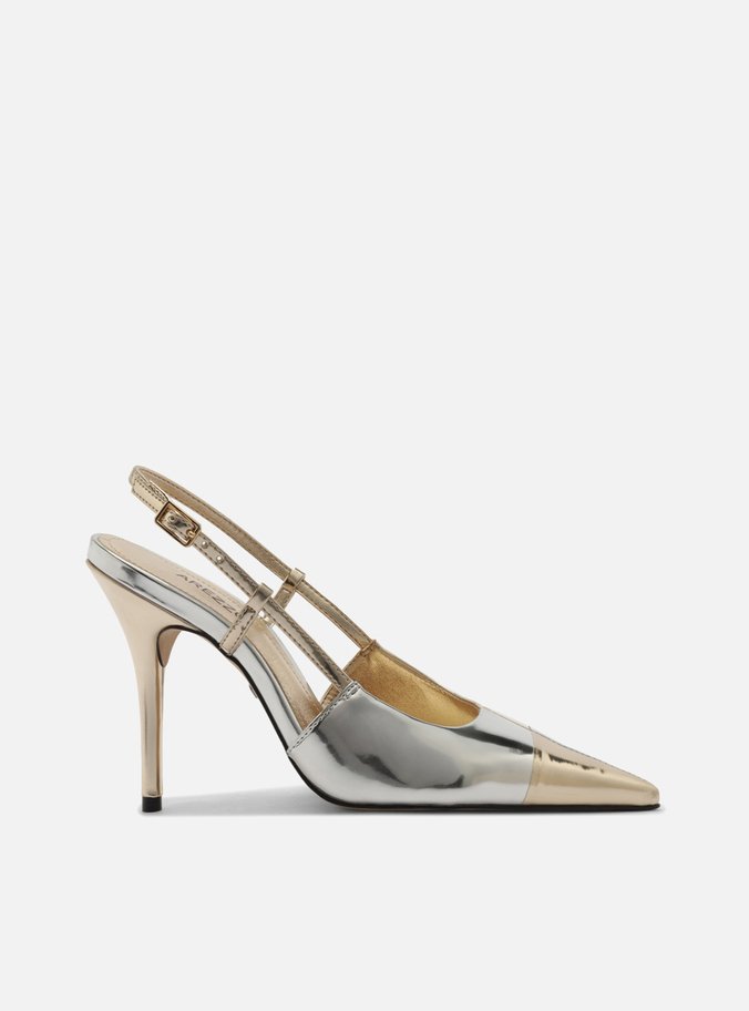 Scarpin Metalizado Colorido Couro Salto Fino Slingback