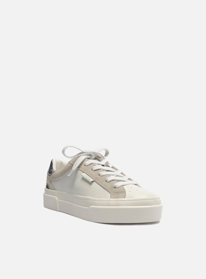 Tênis Branco Couro Detalhes Silver