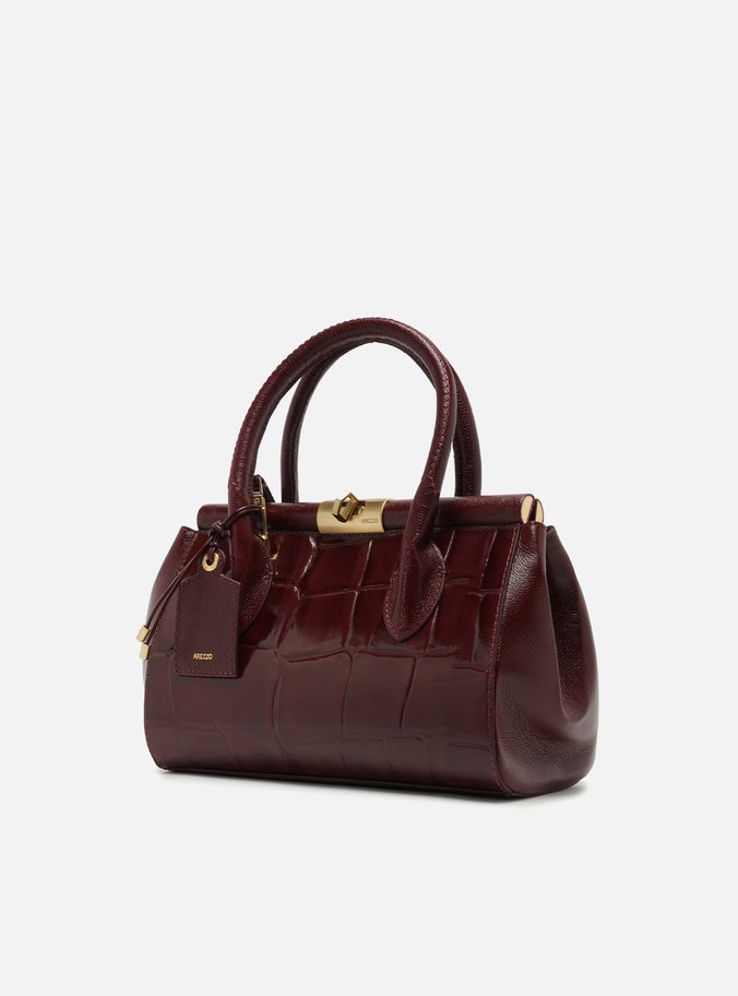 Bolsa Tote Vinho Couro Maxi Croco Média