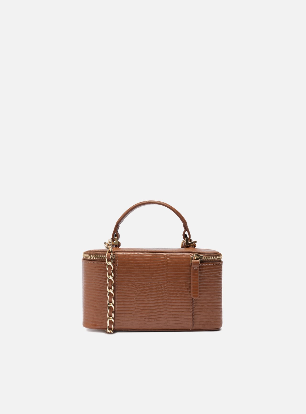 Bolsa Tiracolo Marrom Couro Pequena Croco Corrente — foto 3