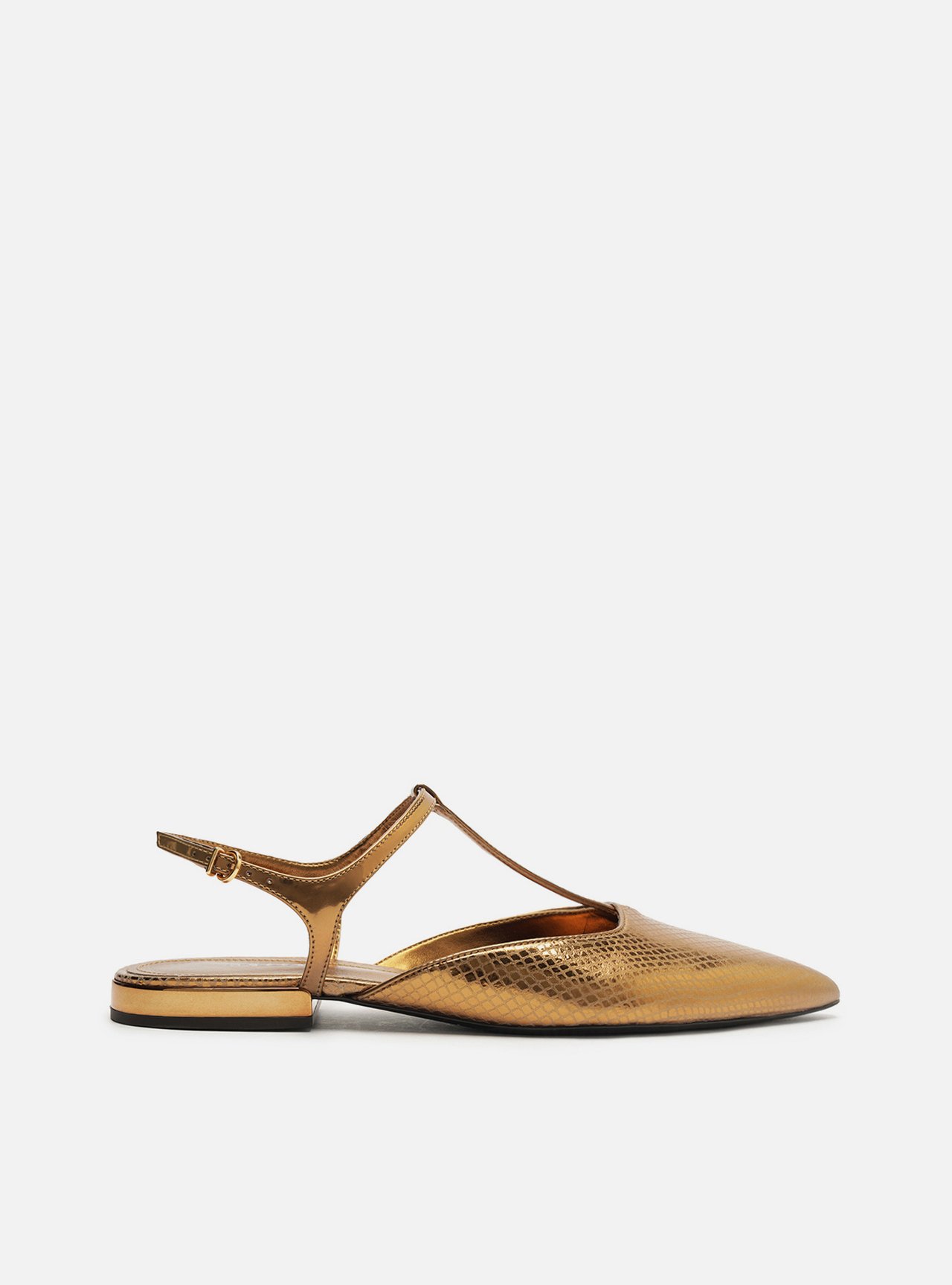 Sapatilha Bronze Snake Bico Fino Tira — foto 1