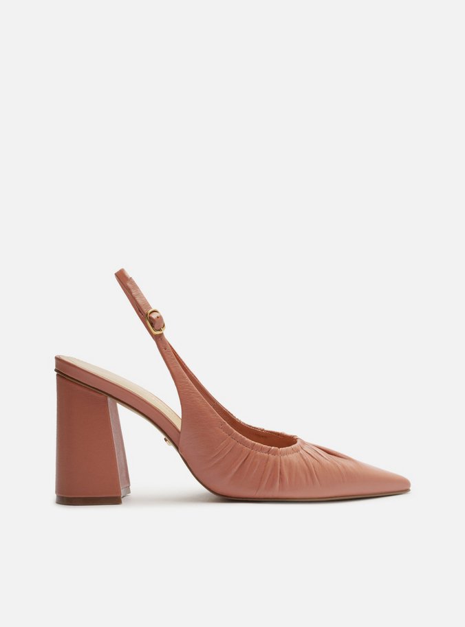 Scarpin Rosa Couro Salto Alto Slingback | Arezzo