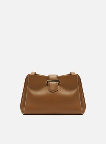 Arezzo — Bolsa Tiracolo Caramelo Couro Média Tira Metal