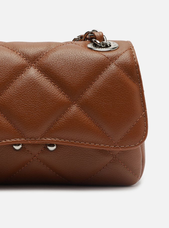 Bolsa Tiracolo Marrom Caramel Couro Mizz Pequena