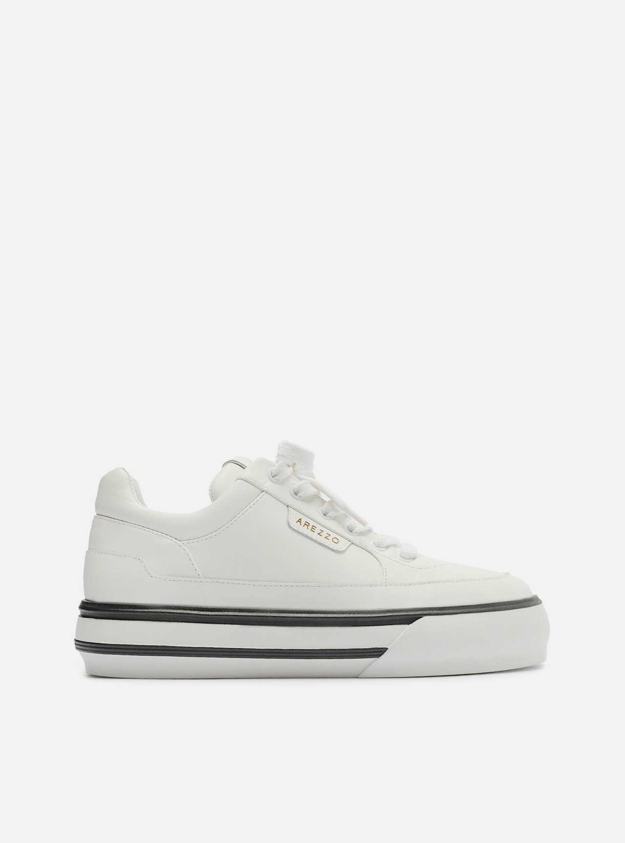 Tênis Branco Couro Flatform Preto — foto 1