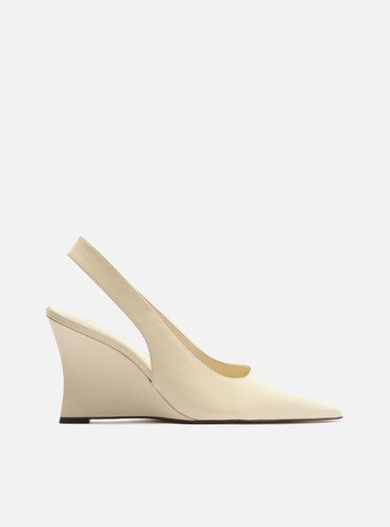 Arezzo — Scarpin Branco Couro Anabela Slingback