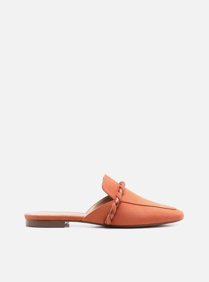 Mule Laranja Couro Salto Hot Pepper Metal