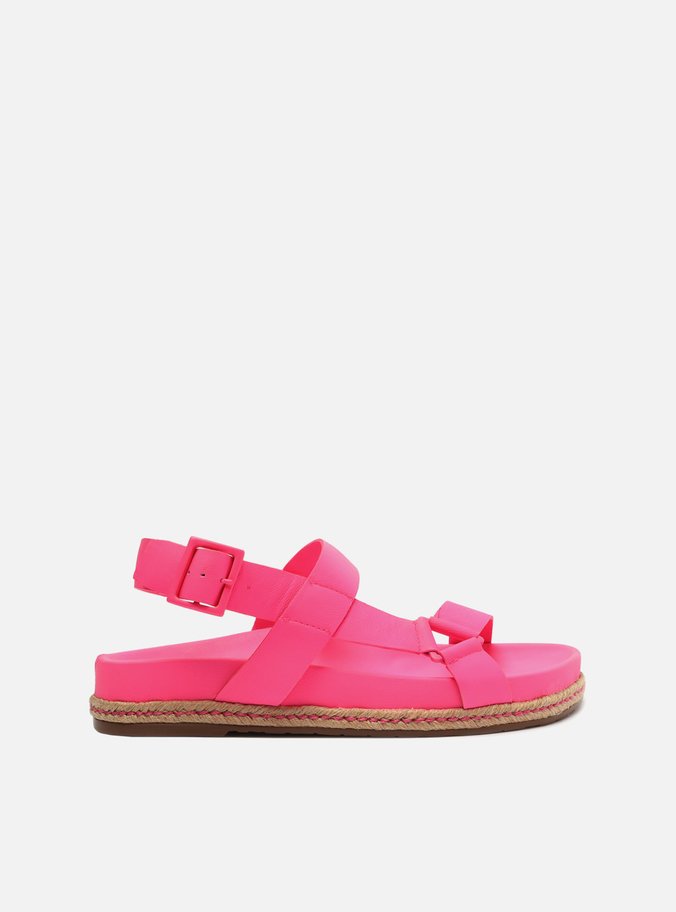 Sandália Papete Rosa Neon Flatform Corda