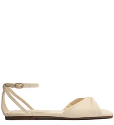 Sandália Rasteira Off-White Couro Torcida