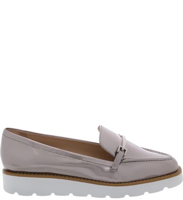 Mocassim Tratorado Branco Cabedal Prata Velho