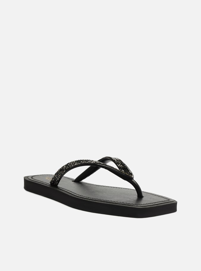 Chinelo de Dedo Preto Recouro Square Strass