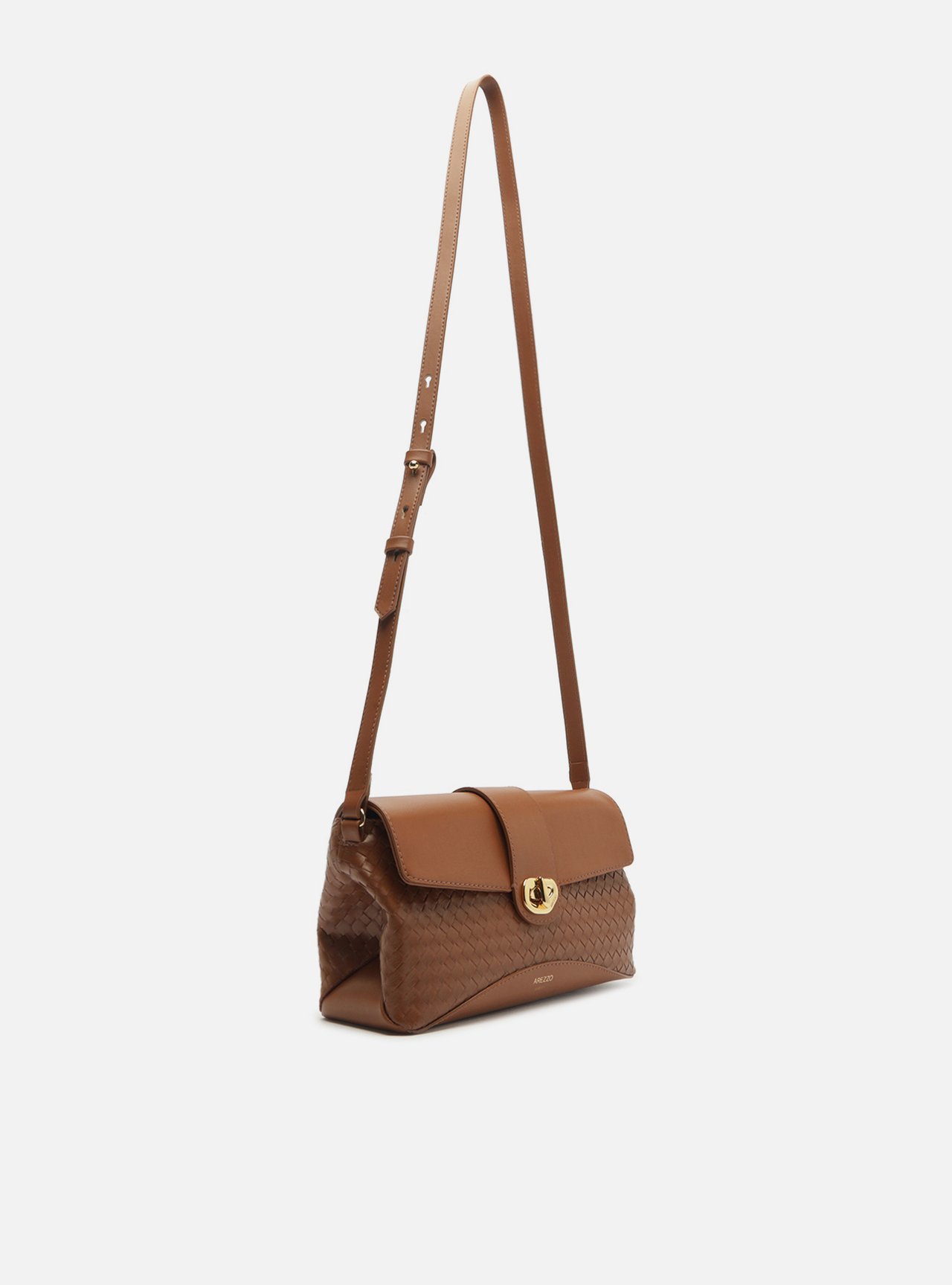 Bolsa Tiracolo Marrom Média Tressê Metal Orgânico — foto 5