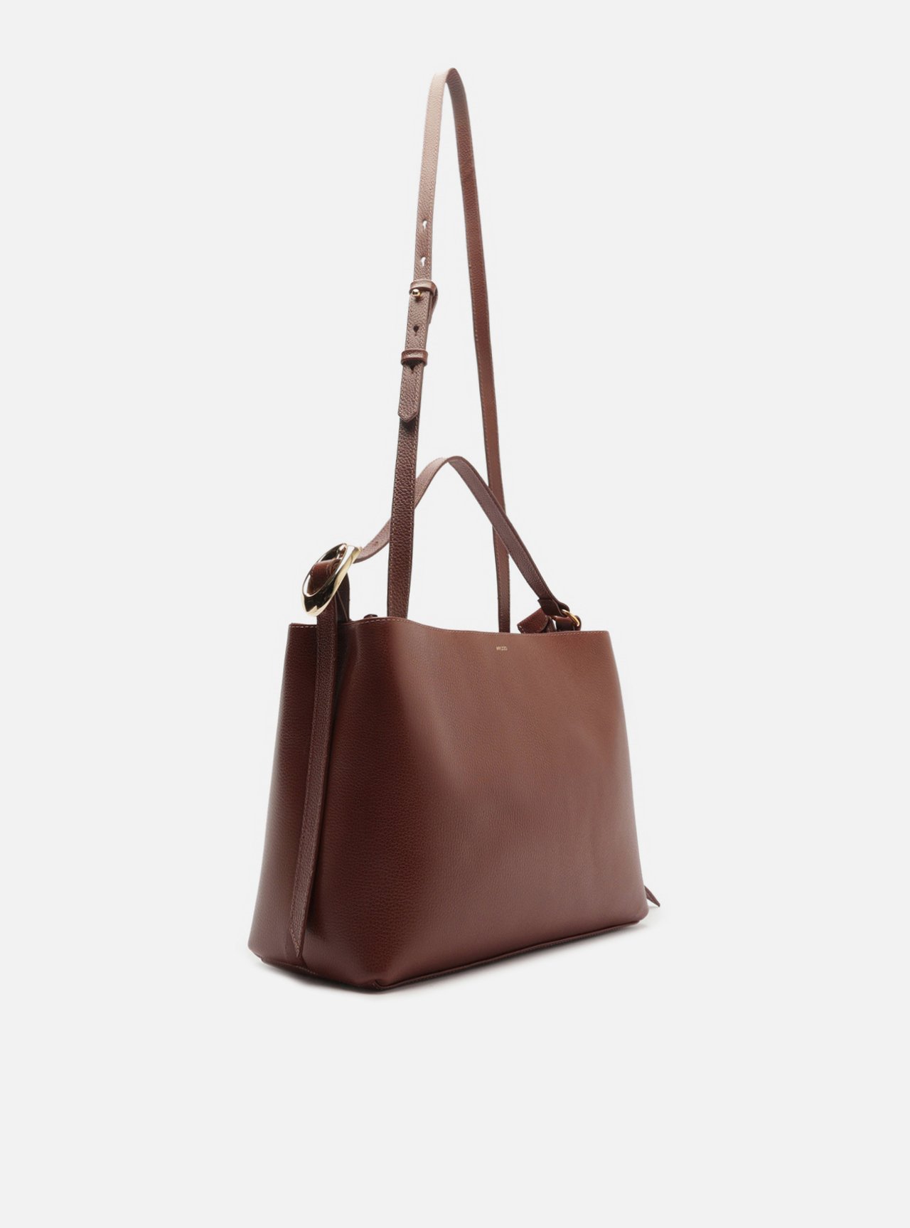 Bolsa Tote Marrom Escura Couro Grande Fivela Oval — foto 5