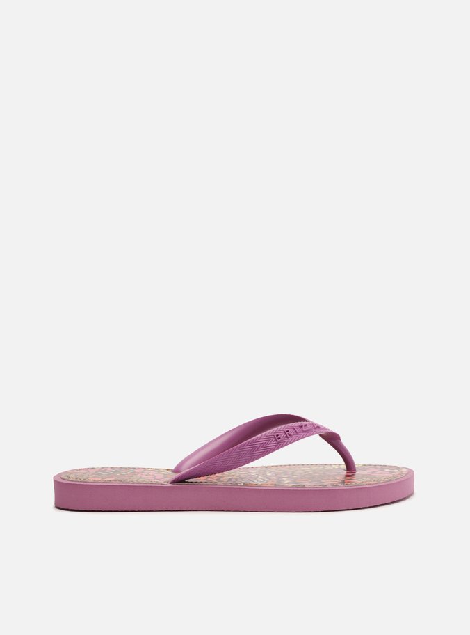Chinelo de Dedo Roxo Palmilha Estampada