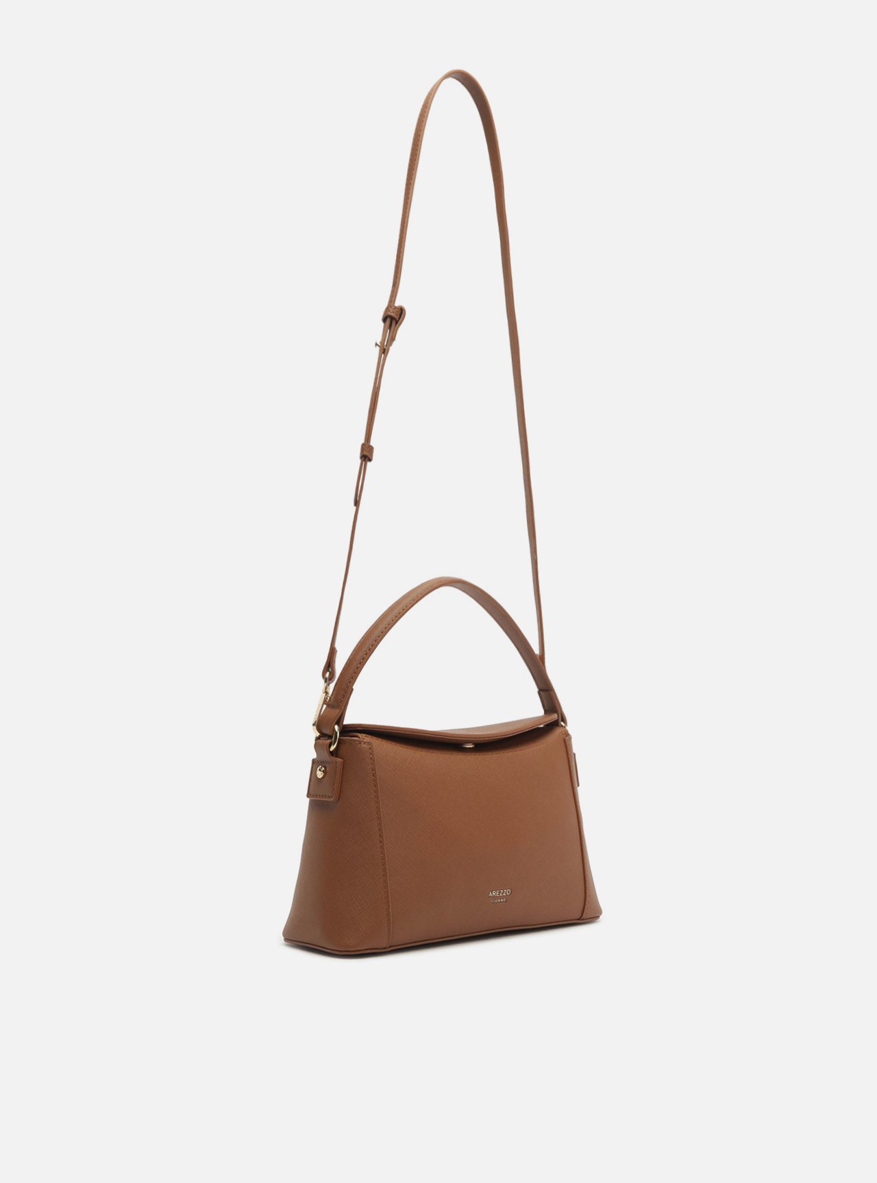 Bolsa Tiracolo Marrom Média Metais — foto 5