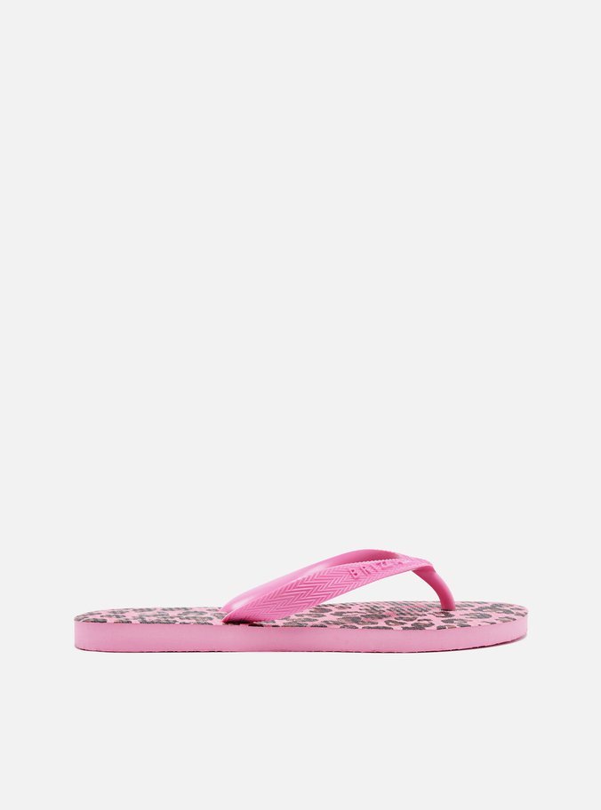 Chinelo de Dedo Animal Print Tiras Rosa