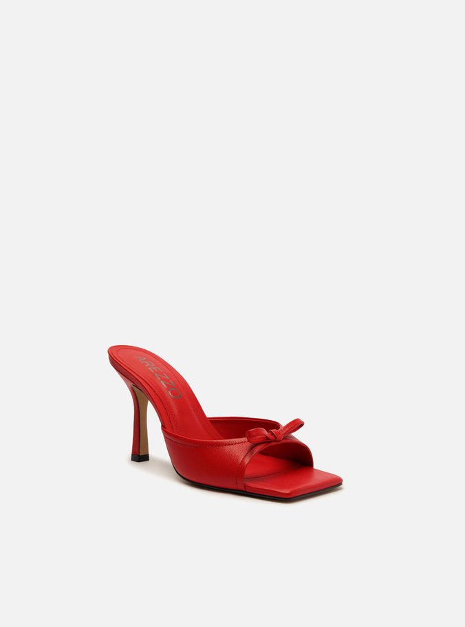 Mule Vermelho Laço Salto Médio