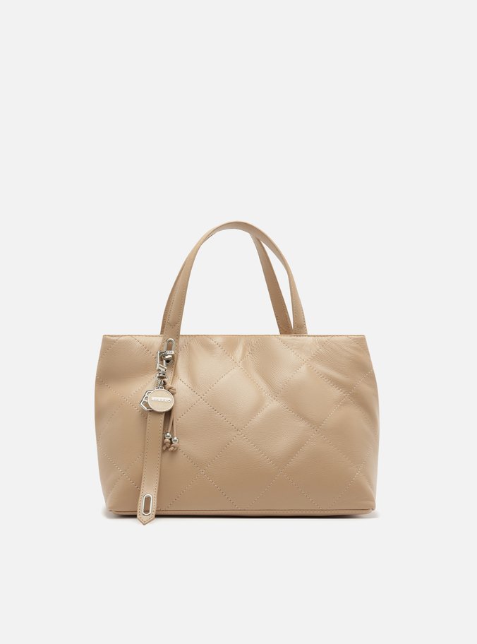 Bolsa Tote Bege Couro Matelassê Média Bag Charm