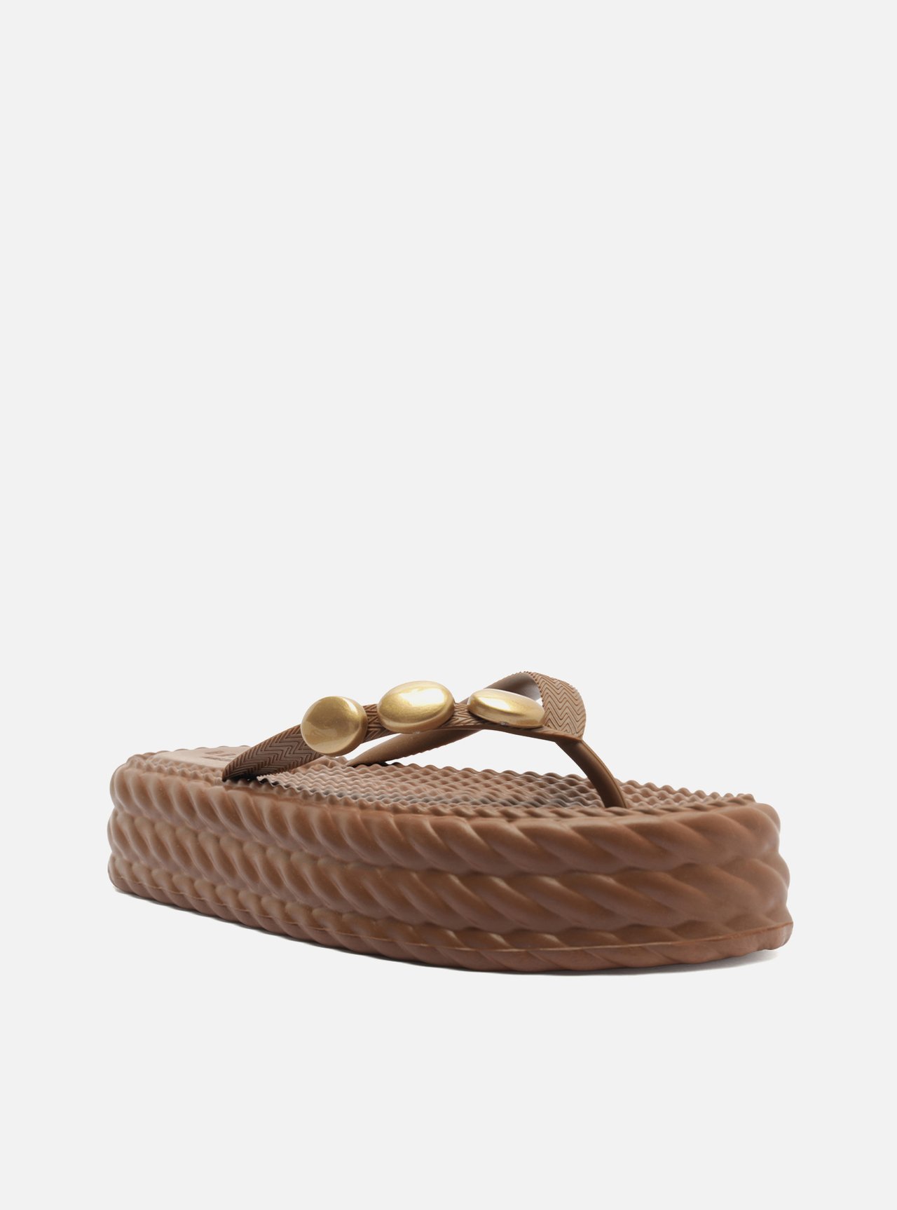 Chinelo de Dedo Marrom Flatform Metais Brizza — foto 2