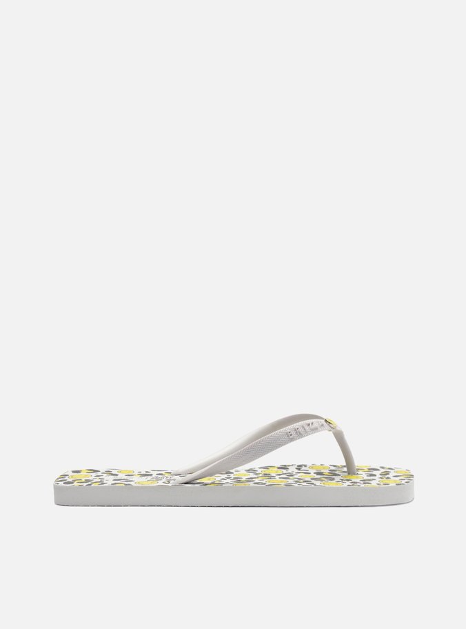 Chinelo de Dedo Branco Square Print Smiley