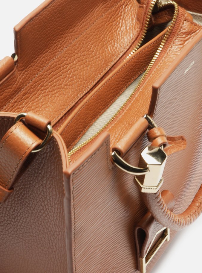 Bolsa Tote Marrom Couro Abraccio Grande