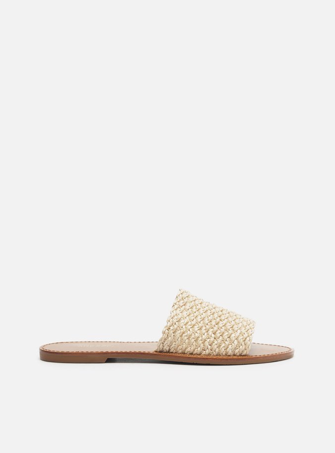 Sandália Off-White Trançada Salto Rasteiro