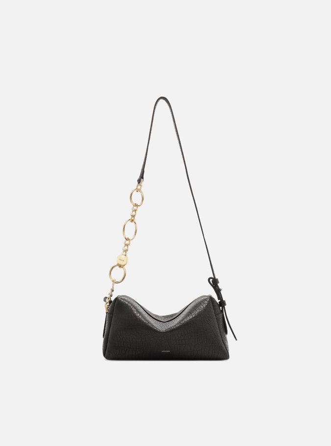 Bolsa Tiracolo Couro Preta Pequena