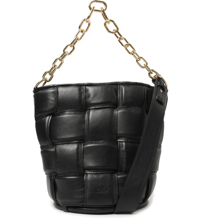 Bolsa Bucket Preta Couro Média Gaby