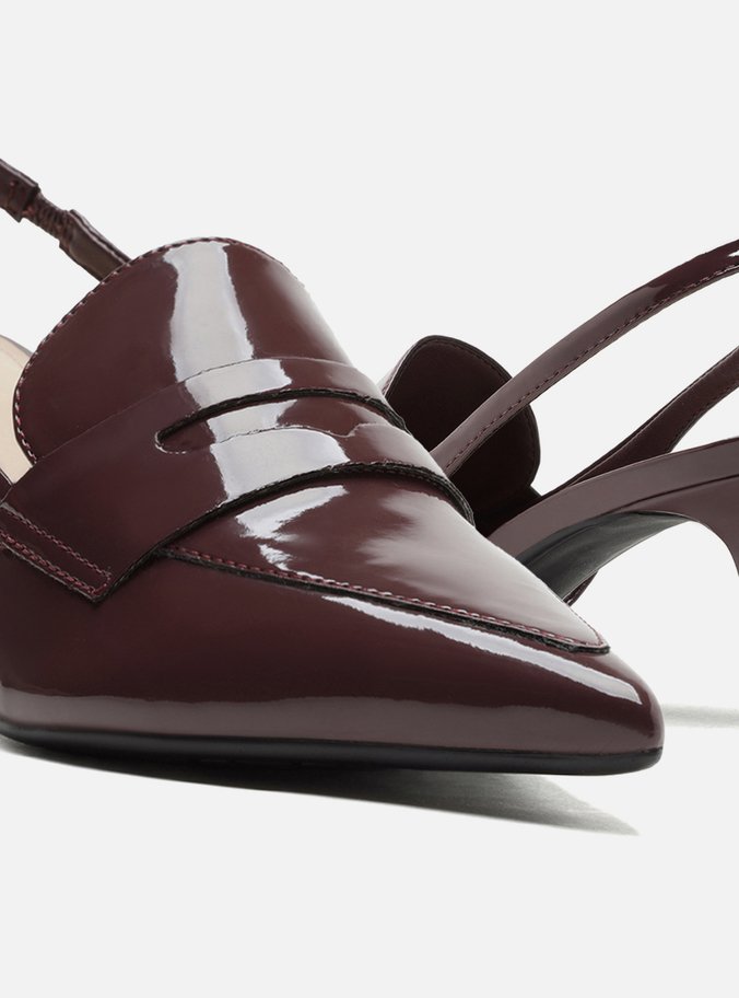 Scarpin Vinho Verniz Salto Baixo Sling Back