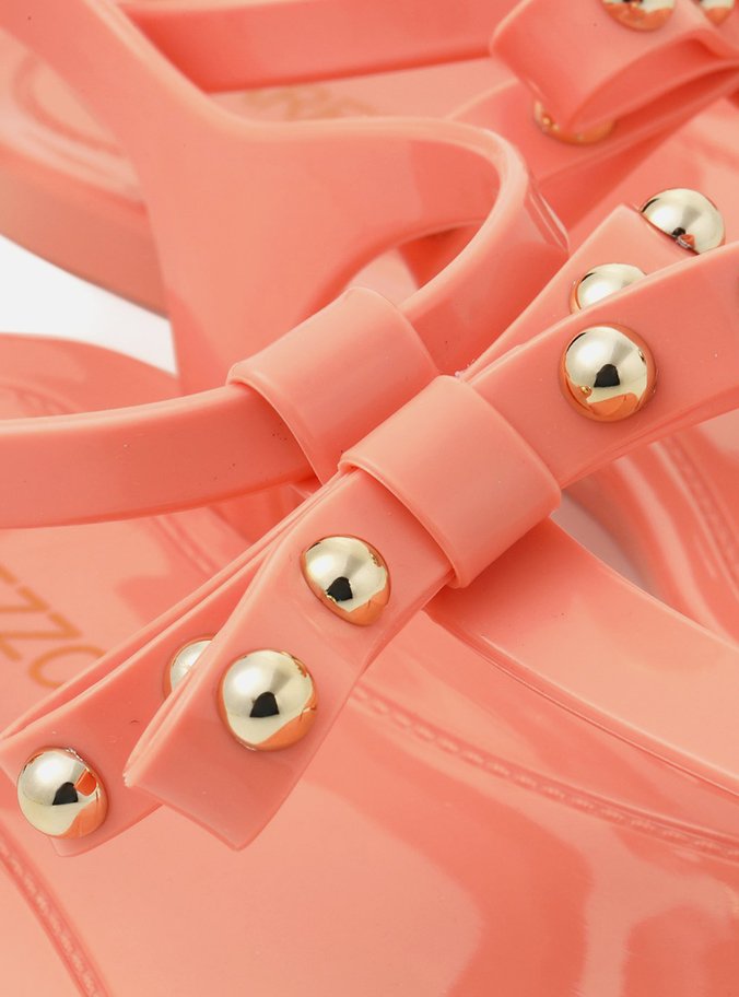 Rasteira Laranja Coral Laço Brizza