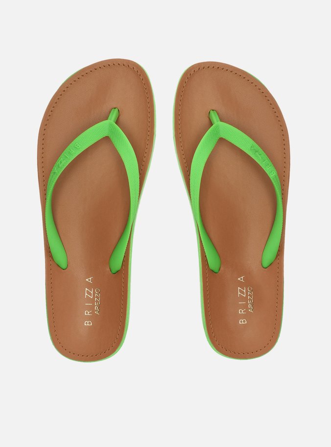 Chinelo de Dedo Verde Palmilha Marrom