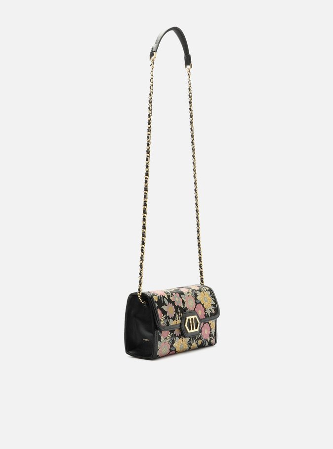Bolsa Tiracolo Preta Estampa Média Metal