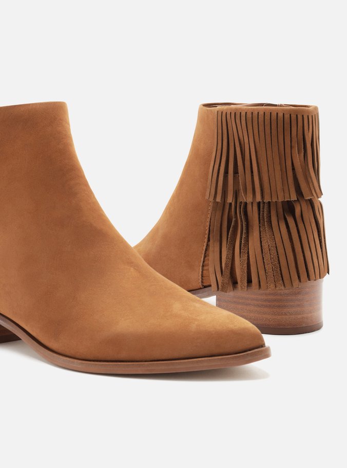 Bota Marrom Nobuck Cano Curto Franjas