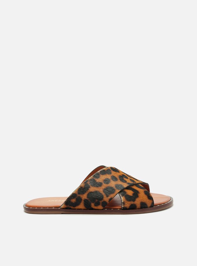 Rasteira Marrom Animal Print Tiras