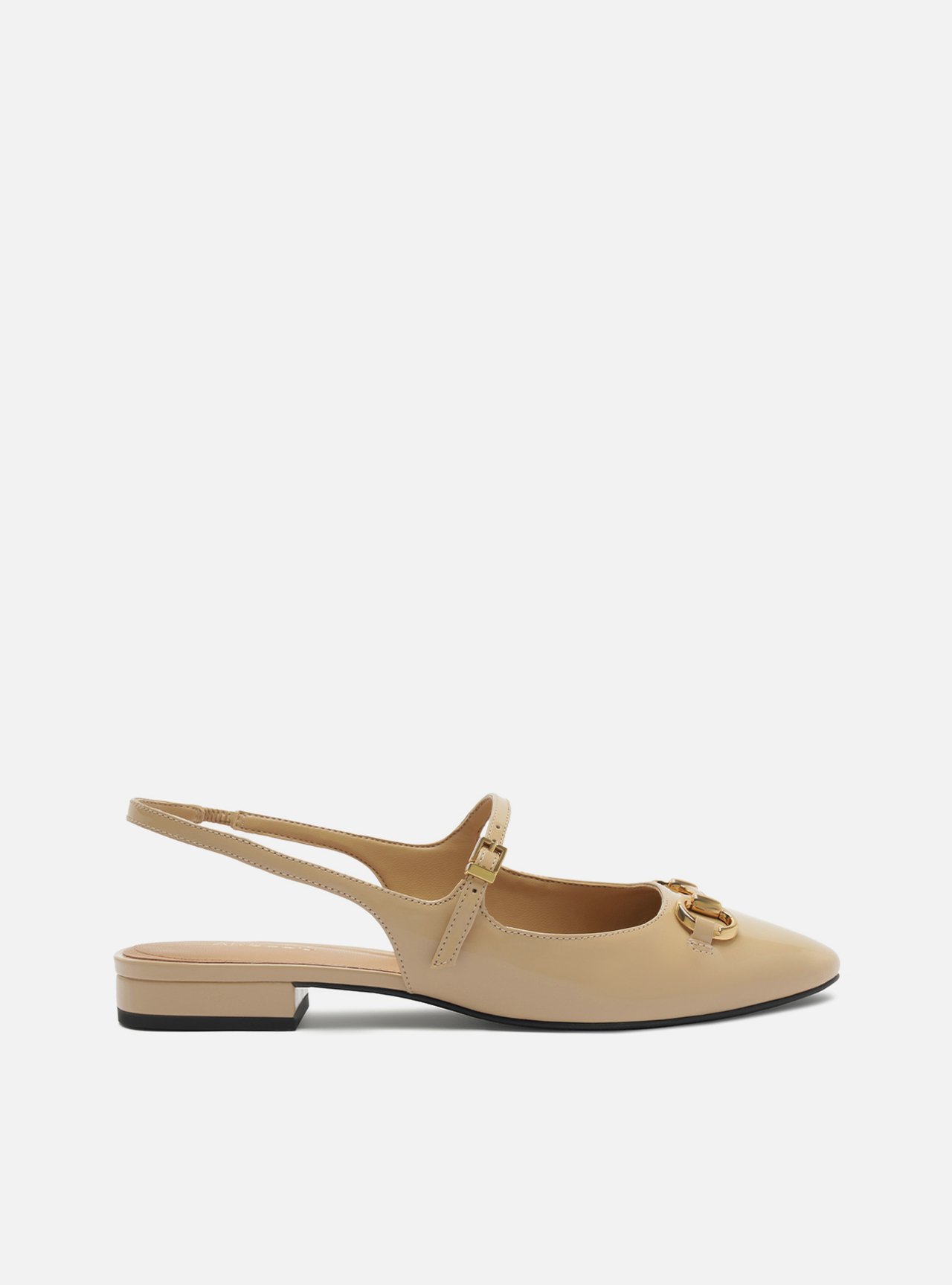 Sapatilha Nude Couro Bico Redondo Bridão Slingback — foto 1