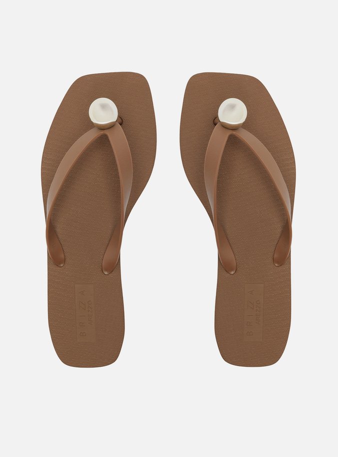Chinelo de Dedo Marrom Square Metal Esfera