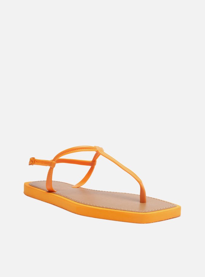Sandália Rasteira Laranja Slim Square Brizza