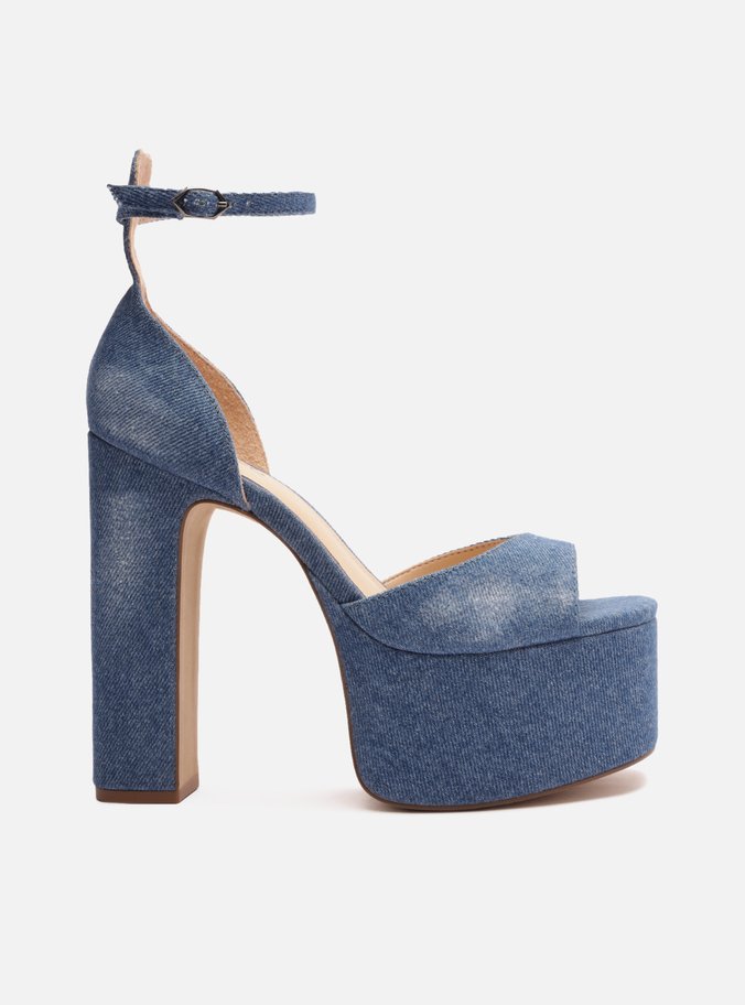 Sandália Azul Jeans Meia Pata Madison
