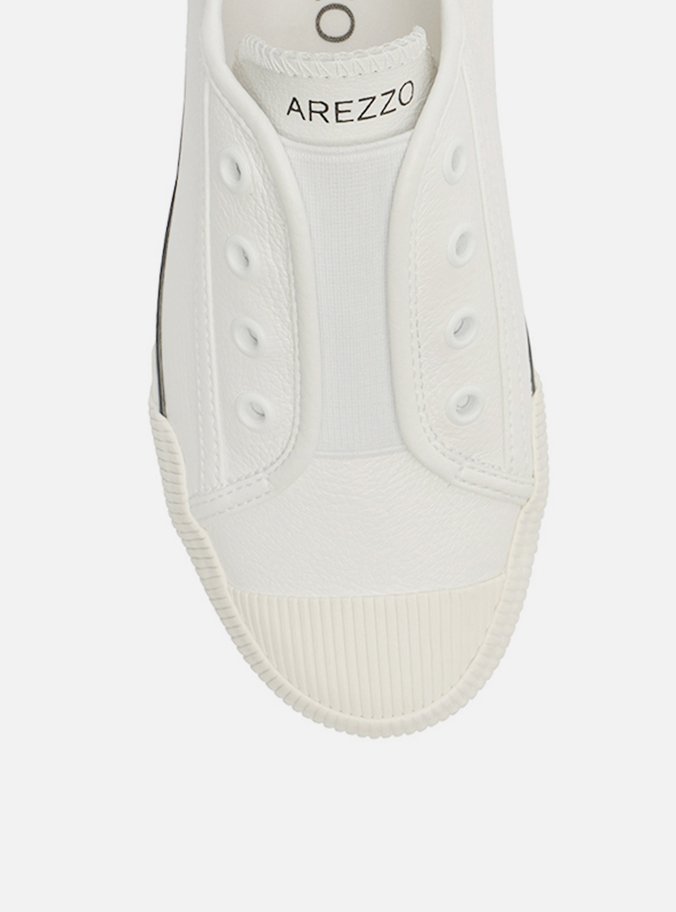 Tênis Slip On Branco Couro Elástico