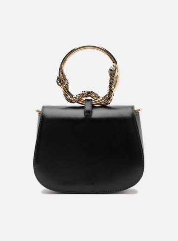 Bolsa Tiracolo Média Preta Alça Metal