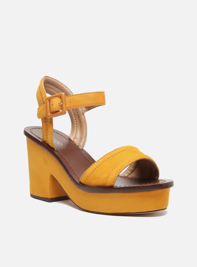 Sandália Nobuck Amarelo Meia Pata