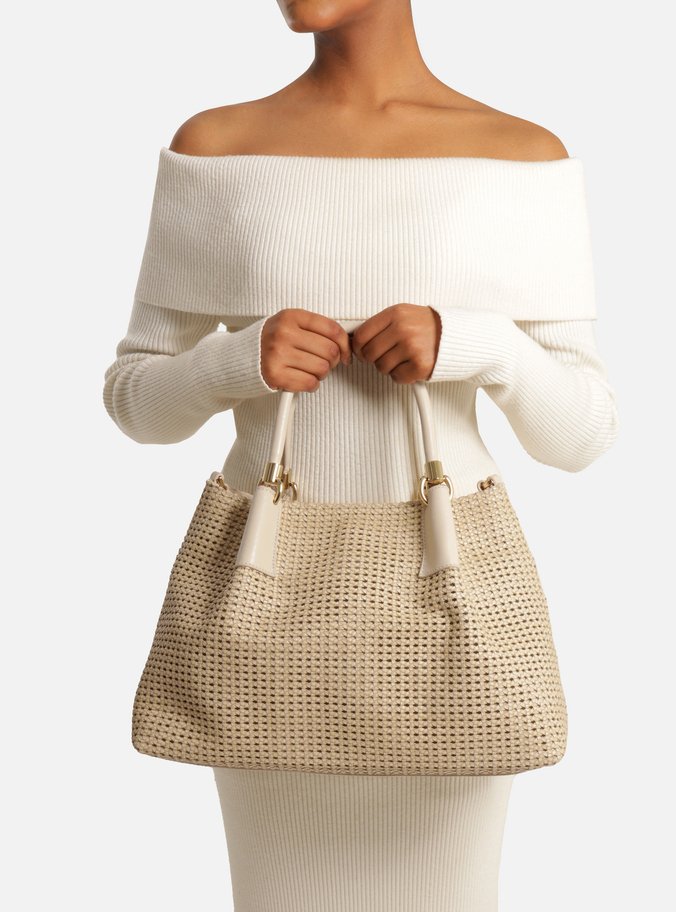 Bolsa Tote Off-White Couro Tramada Grande