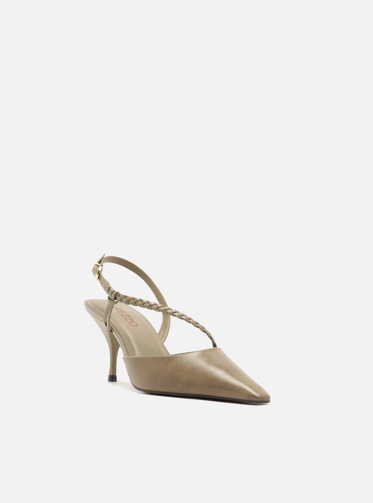 Scarpin Marrom Salto Bloco Tiras Trançadas Slingback — foto 2
