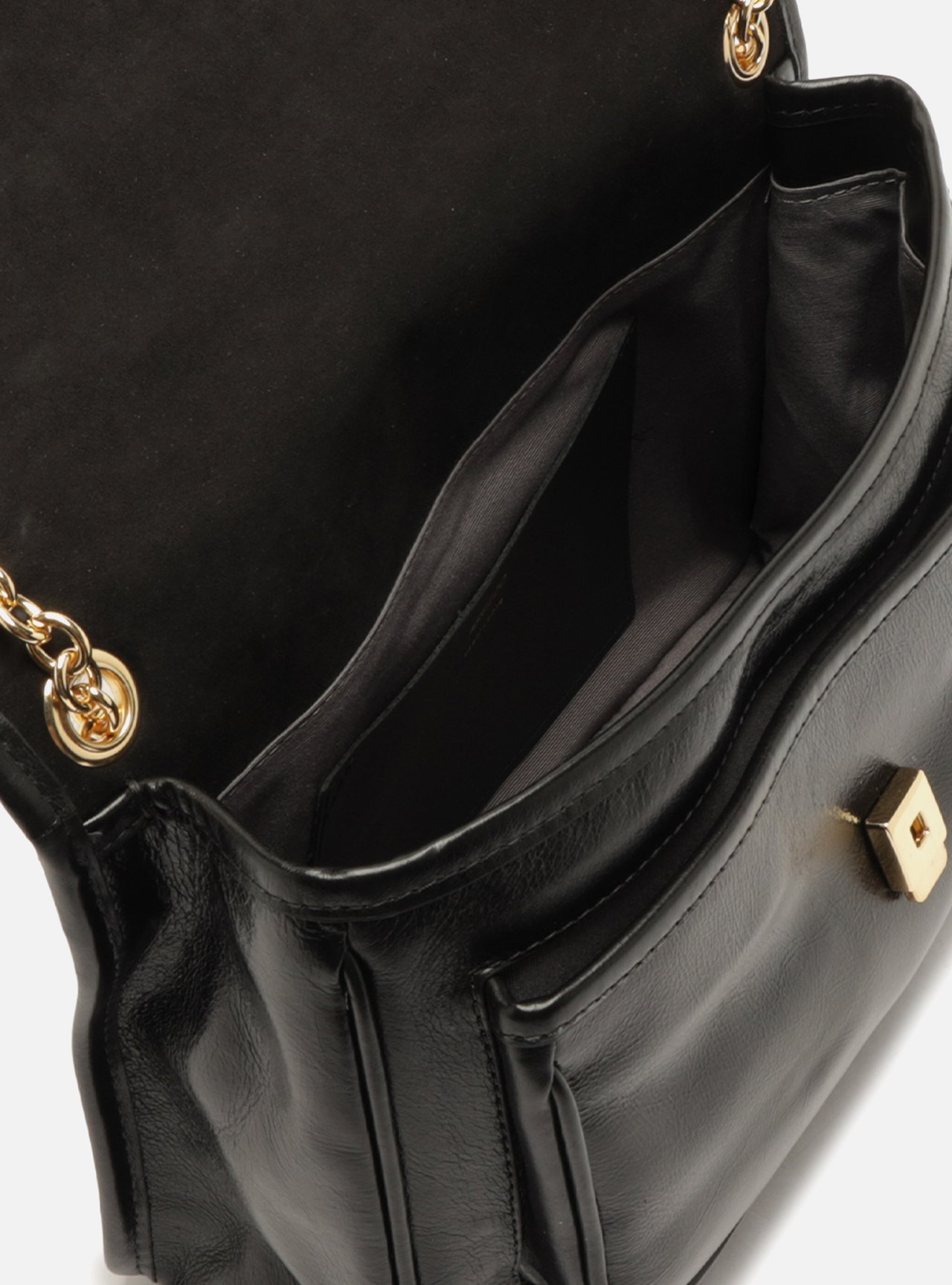 Bolsa Tiracolo Marrom Couro Média Alça Corrente — foto 4